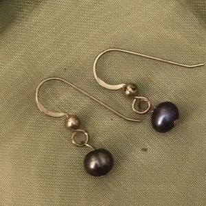 Genuine blue pearl sterling silver 925 earrings